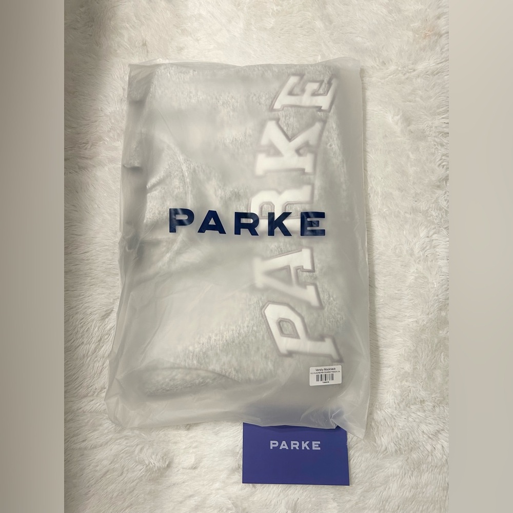 Parke Varsity Fleece Lined Mock Neck Sweatshirt Metallic/White - L/XL - Picture 13 of 13
